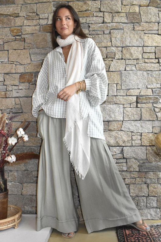 Ginny Gingham Balloon Sleeve Blouse Soft Sage